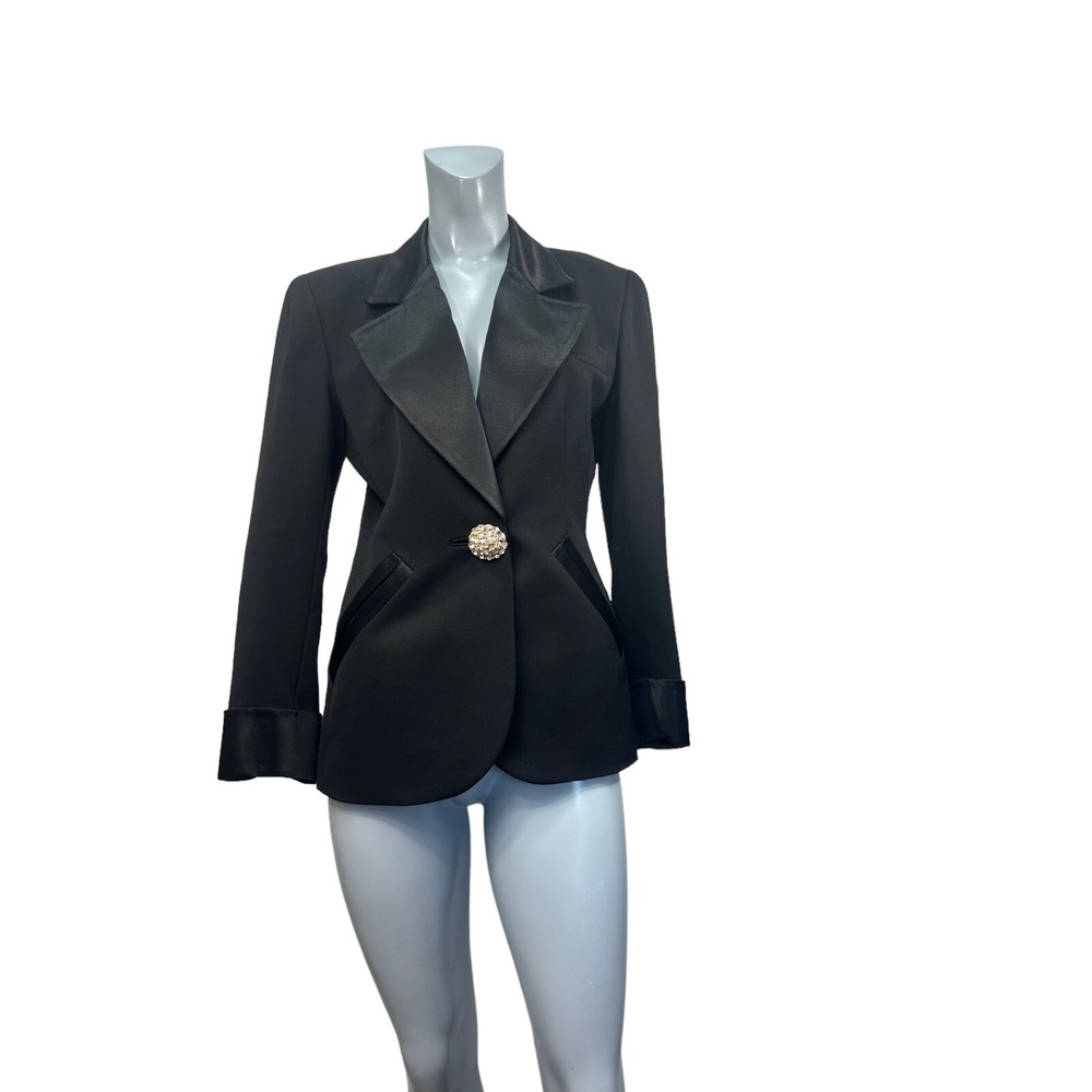 Vtg Lillie Rubin Exclusive 4 Black Tuxedo Evening Blazer Rhinestone Buttons